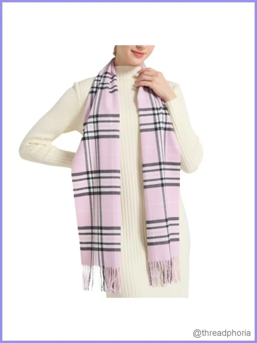 Luxurious Soft Tartan Tassel Scarf Lightweight Cold Weather Essential